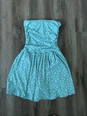 Strapless Green & Blue Floral Summer Rompers